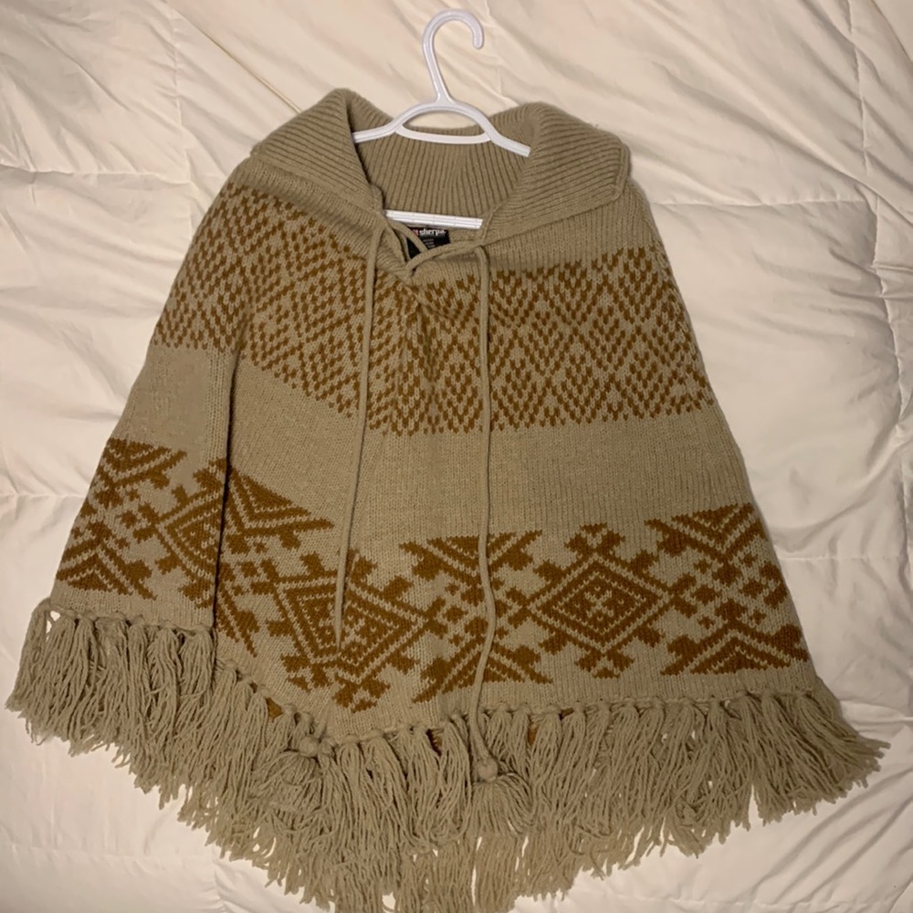 Poncho-brown/cream- Sherpa-